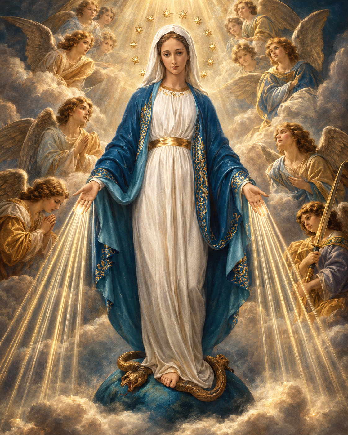 Nossa Senhora das Graças como Rainha dos Anjos, em representação devocional
